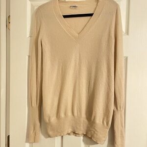J crew 100% cashmere v neck beige sweater